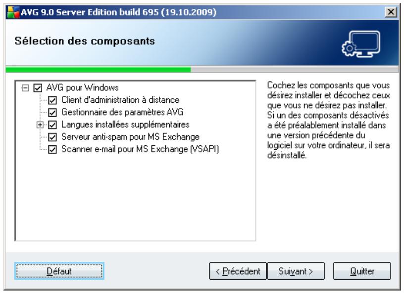 AVG EDITION SERVEUR DE MAIL 9.0 - Installation personalisée - sélection des composants - 1