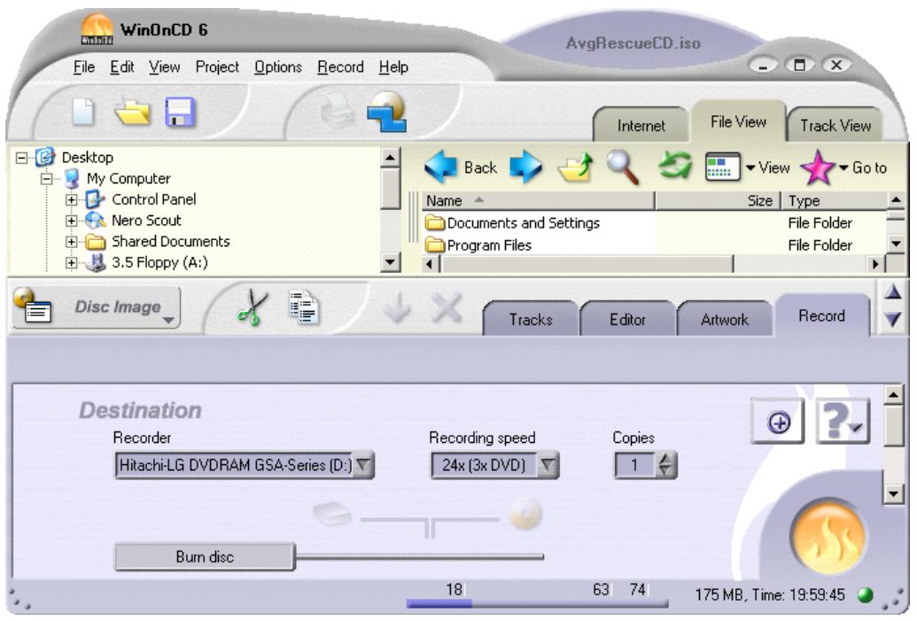 AVG RESCUE CD - c) WinOnCD 6.0 - 3