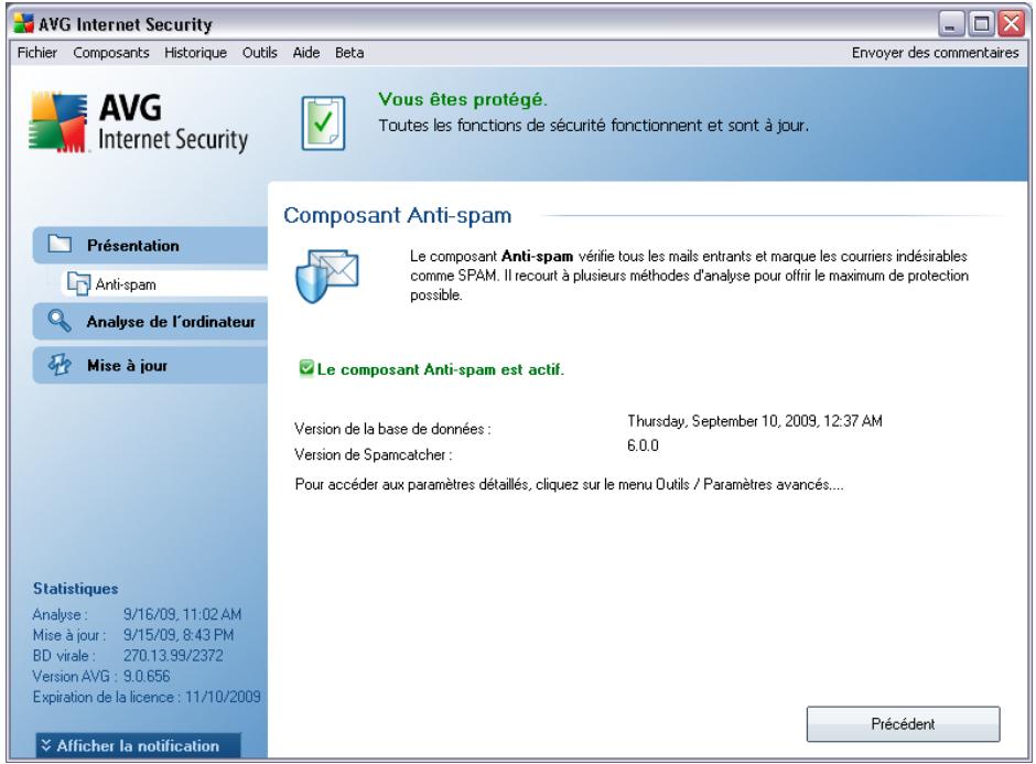 AVG INTERNET SECURITY 9 - Interface de l'Anti-Spam - 1