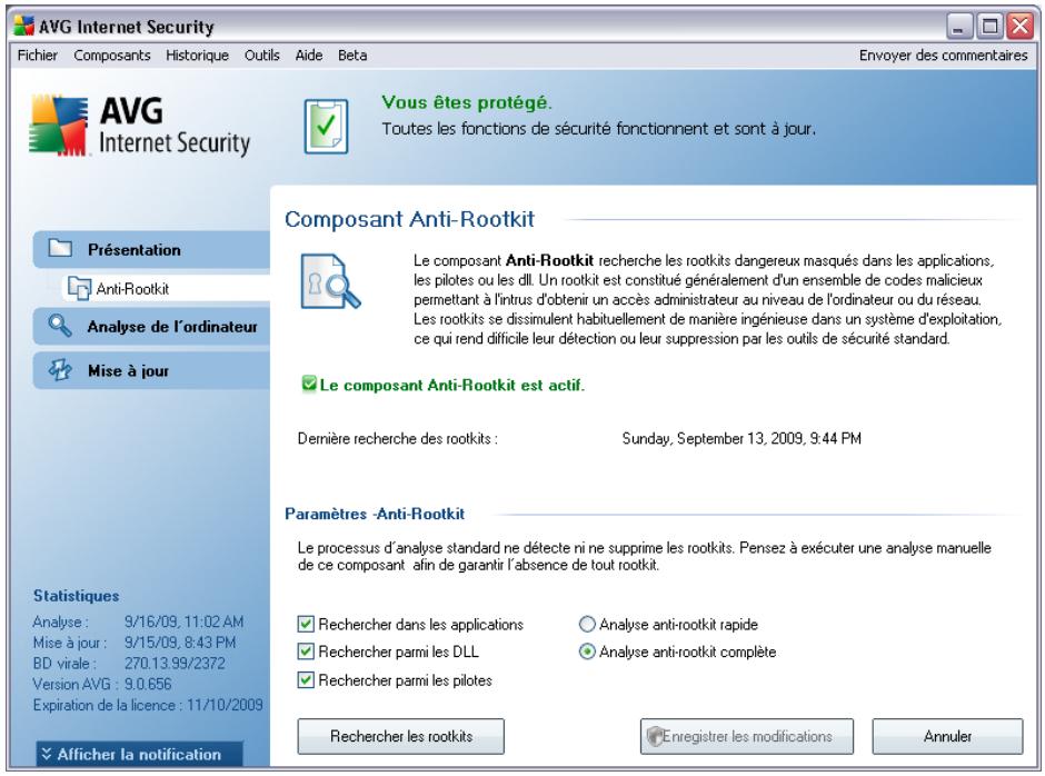 AVG INTERNET SECURITY 9 - Interface de l'anti-rootkit - 1