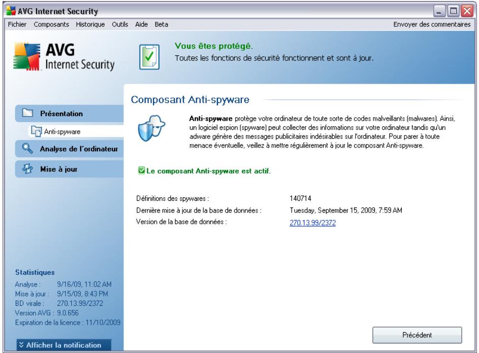 AVG INTERNET SECURITY 9 - Interface de l'Anti-Spyware - 1