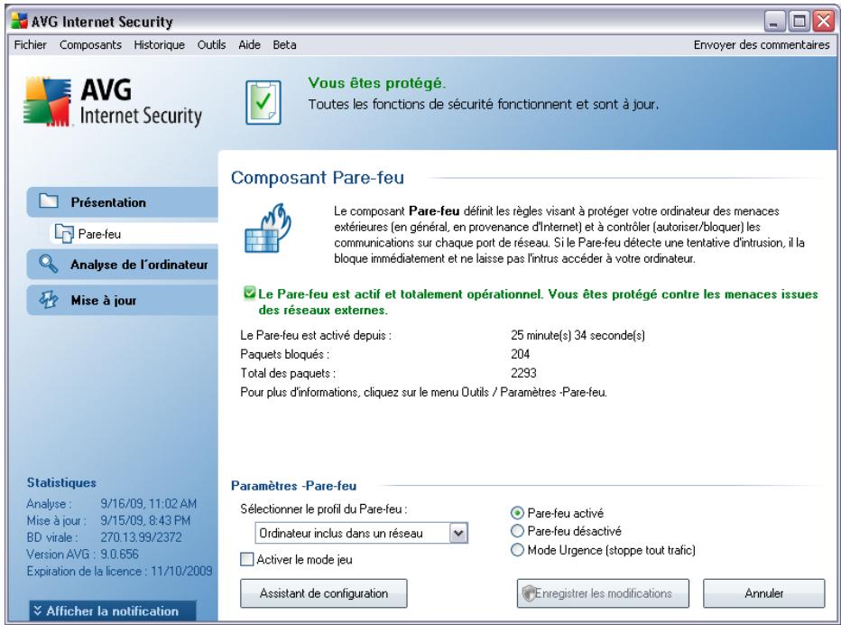 AVG INTERNET SECURITY 9 - Interface du pare-feu - 1