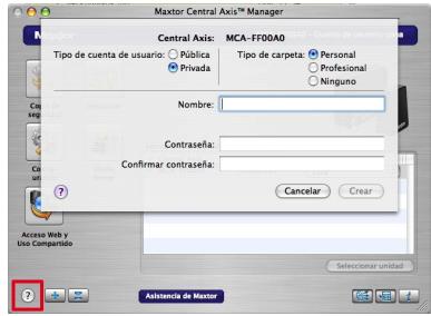 MAXTOR CENTRAL AXIS BUSINESS - Configure una cuenta de usuario de Central Axis: - 1