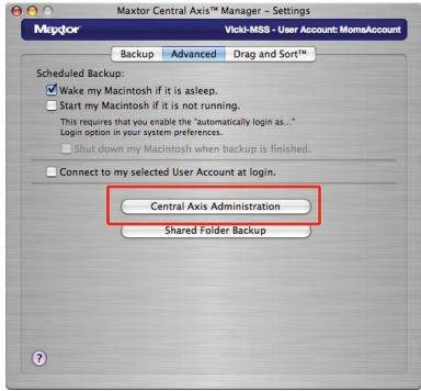 MAXTOR CENTRAL AXIS BUSINESS - Konfigurera Central Axis-lagringservern och skapa ett administratorsslosenord: - 1