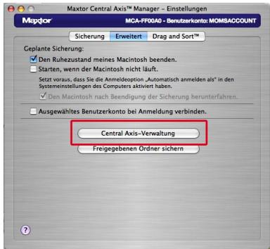 MAXTOR CENTRAL AXIS BUSINESS - Einrichten des Central Axis-Speicherservers und Festlegen eines Administratorkennworts: - 1