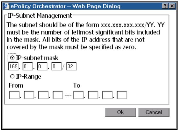 MCAFEE EPOLICY ORCHESTRATOR 2.0 - Pour modifier une gamme ou un masque de sous-réseau : - 1