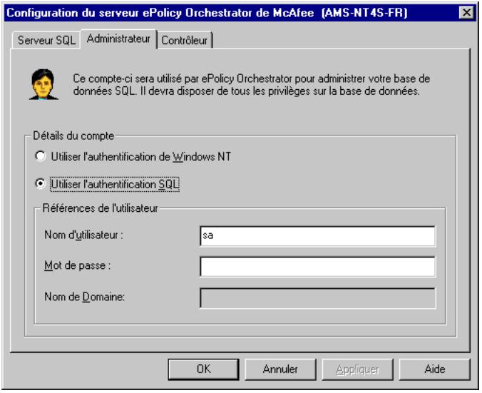 MCAFEE EPOLICY ORCHESTRATOR 2.0 - Pour modifier les références de l'utilisateur administrateur : - 1