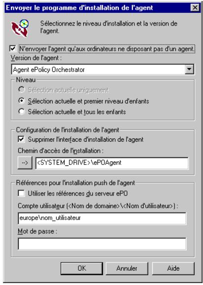 MCAFEE EPOLICY ORCHESTRATOR 2.0 - Pour effectuer une installation push sur des clients Windows NT : - 1