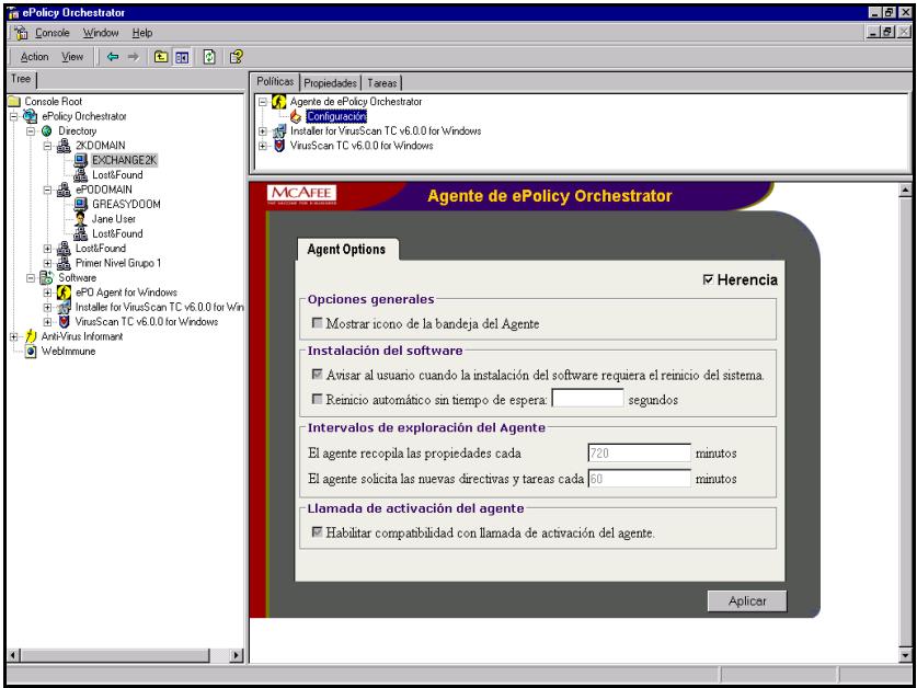 MCAFEE EPOLICY ORCHESTRATOR 2.0 - Pour rendre l'icone du Contrôleur d'agent visible sur l'ordinateur client : - 1
