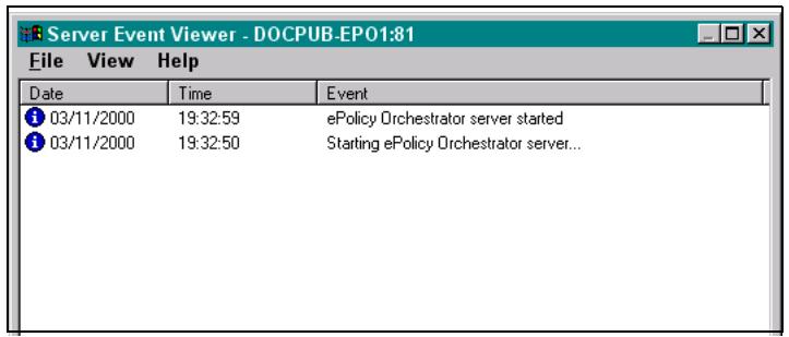 MCAFEE EPOLICY ORCHESTRATOR 2.0 - Interface des événements du serveur - 1