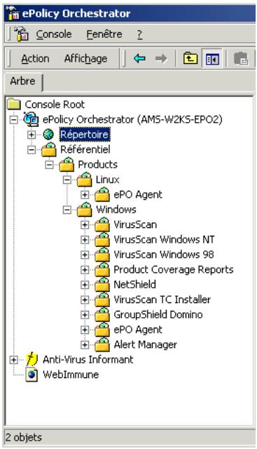 MCAFEE EPOLICY ORCHESTRATOR 2.0 - Arborescence de la console - 1