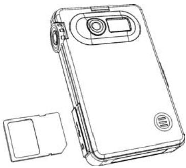 MINOX MOBI DV - Installation de la carte mémoire dans l'appareil - 1