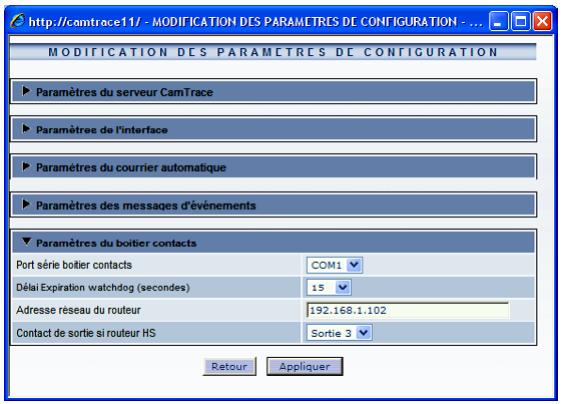 CAMTRACE 3.8 - camiod -d /dev/cuaa1 -t 20 si le module CamIO est raccordé à COM2 - 1