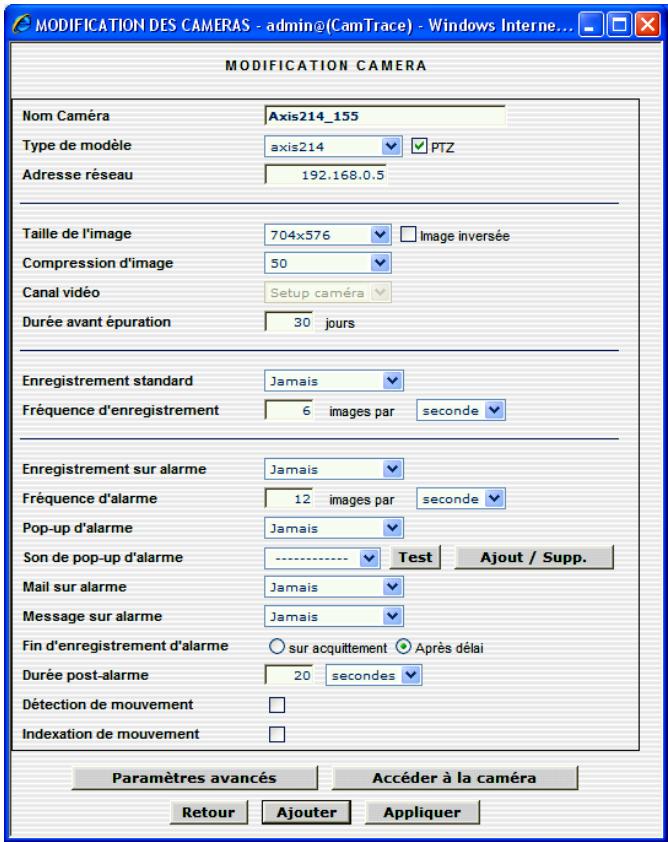 CAMTRACE V4.8 - Déclaration manuelle des caméras - 1