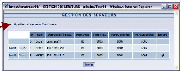 CAMTRACE V3.9.4 - Paramétrages à effectuer sur les serveurs de connexion - 2