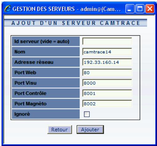 CAMTRACE V4.9.4 - Paramétrages à effectuer sur les serveurs de connexion - 3