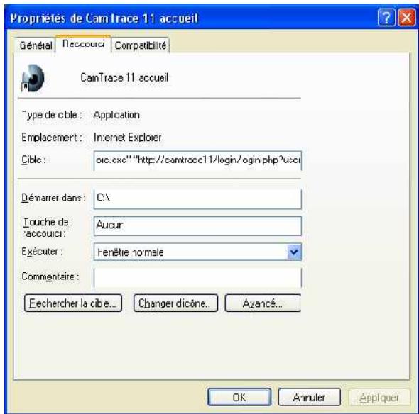 CAMTRACE V5.9.4 - Création d'un raccourci sur le bureau - 1