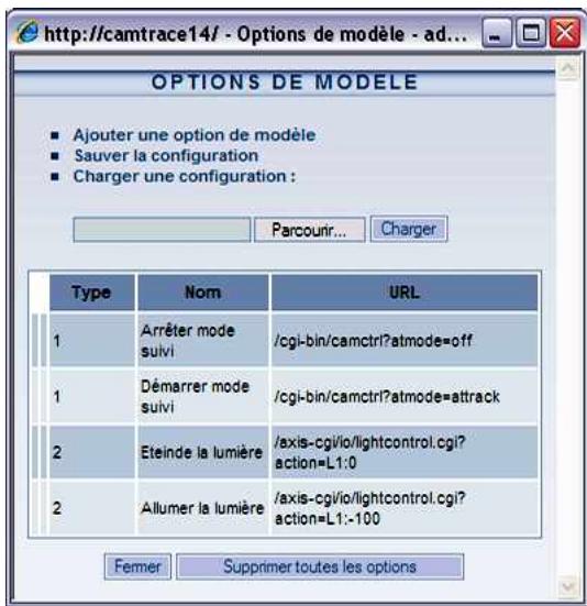 CAMTRACE V5.9.4 - Gestion des options des caméras - 1