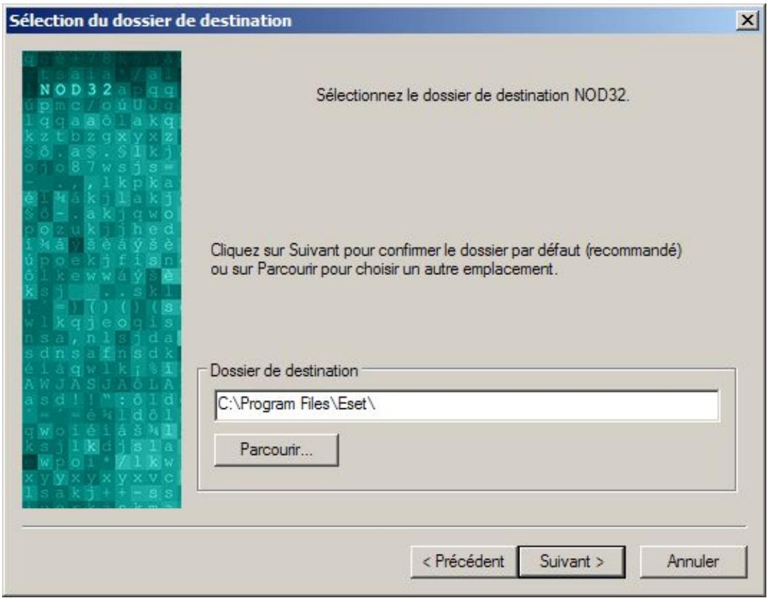 ESET NOD32 V2.7 - Emplacement du Dossier de Destination du Programme - 1