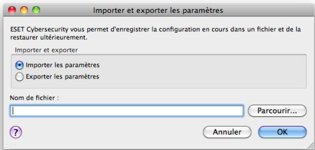 ESET CYBERSECURITY - Importer et exporter les paramètres - 1