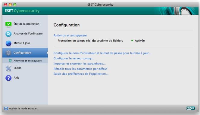 ESET CYBERSECURITY - Présentation de l'interface utiliser : modes - 2