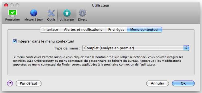 ESET CYBERSECURITY - Menu contextuel - 1