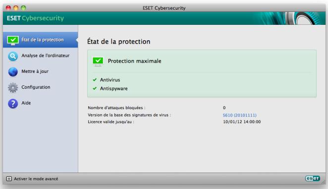 ESET CYBERSECURITY - Présentation de l'interface utiliser : modes - 1