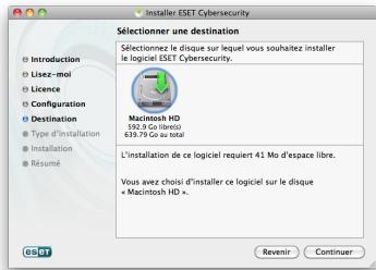 ESET CYBERSECURITY FOR MAC - Emplacement de l'installation - 3