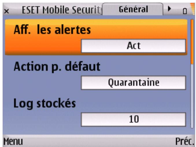 ESET MOBILE SECURITY - Param. généraux - 1