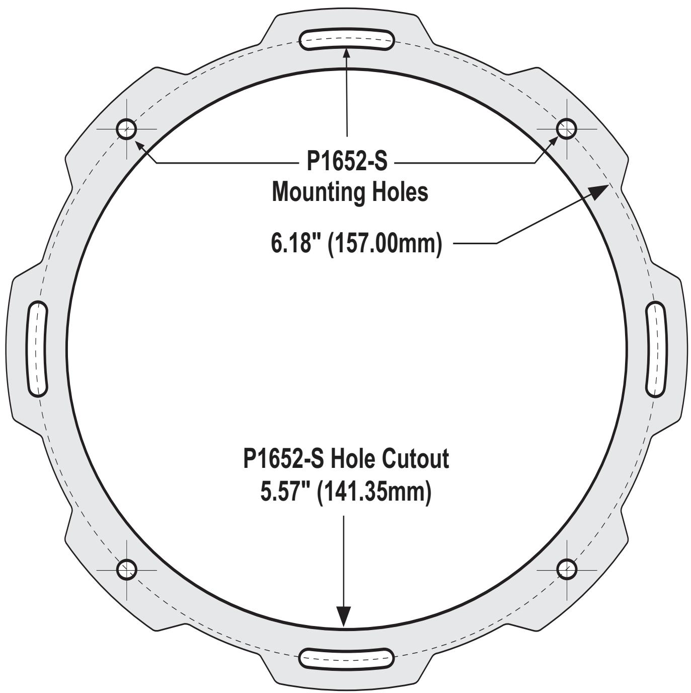 AUDIO DESIGN P1T-S - Adapter Plate Template – 6"x9" Hole Mounting For 5"x7" Hole Mounting - Remove Dark Shaded Areas - 5