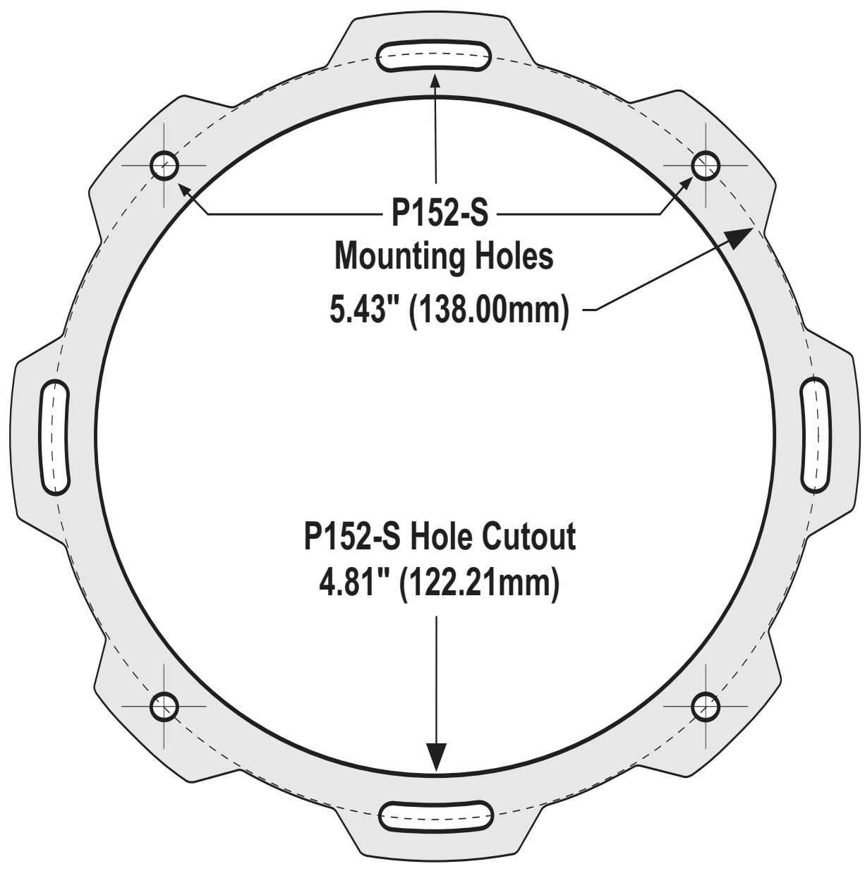 AUDIO DESIGN P1T-S - Adapter Plate Template – 6"x9" Hole Mounting For 5"x7" Hole Mounting - Remove Dark Shaded Areas - 3