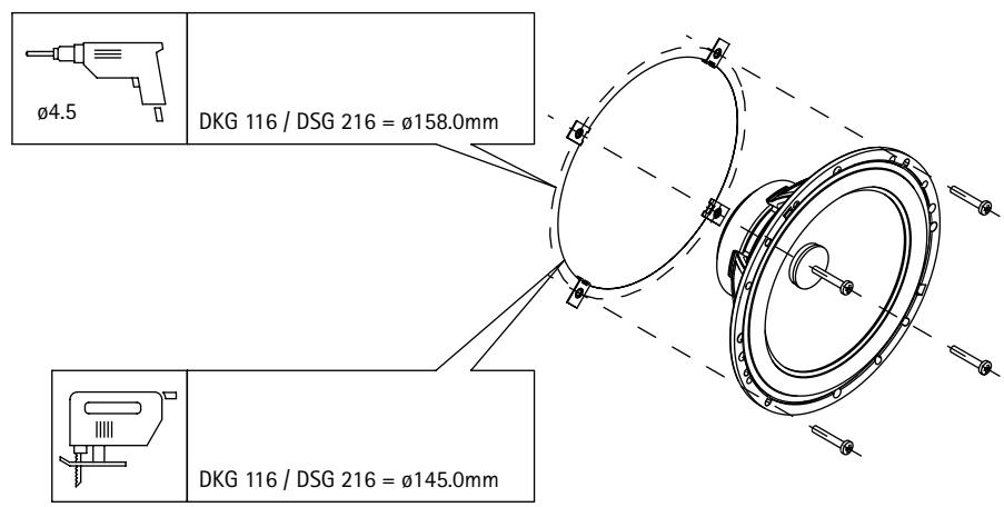 MB QUART DSG216 - Einbauhinweise Installation Instructions Instructions de montage Indicaciones de instalacion Istruzioni per il montaggio Инструкци по сборке - 2
