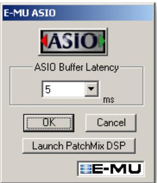 E-MU 1212M - Paramètres du panneau de configuration E-MU ASIO - 1