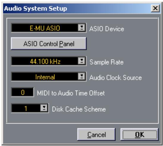 E-MU 1212M - Paramètres de configuration du système audio Cubasis - 1