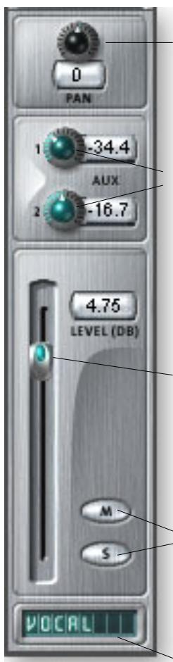 E-MU 1820M - Commandes Niveau, Panoramaque, Solo/Sourdine - 1