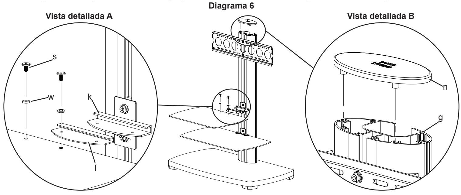SANUS FLAT PANEL FOUNDATIONS TV STAND-PFFPS - Paso 6: Adicción de las repisas de vidrio - 1