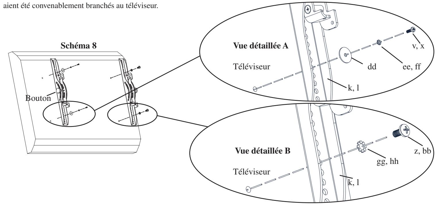 SANUS PLATINUM FURNITURE FLAT PANEL TV STAND-PFFP - Étape 8 : fixation des supports du moniteur sur un téléviseur à panneau arrêté plat - 1