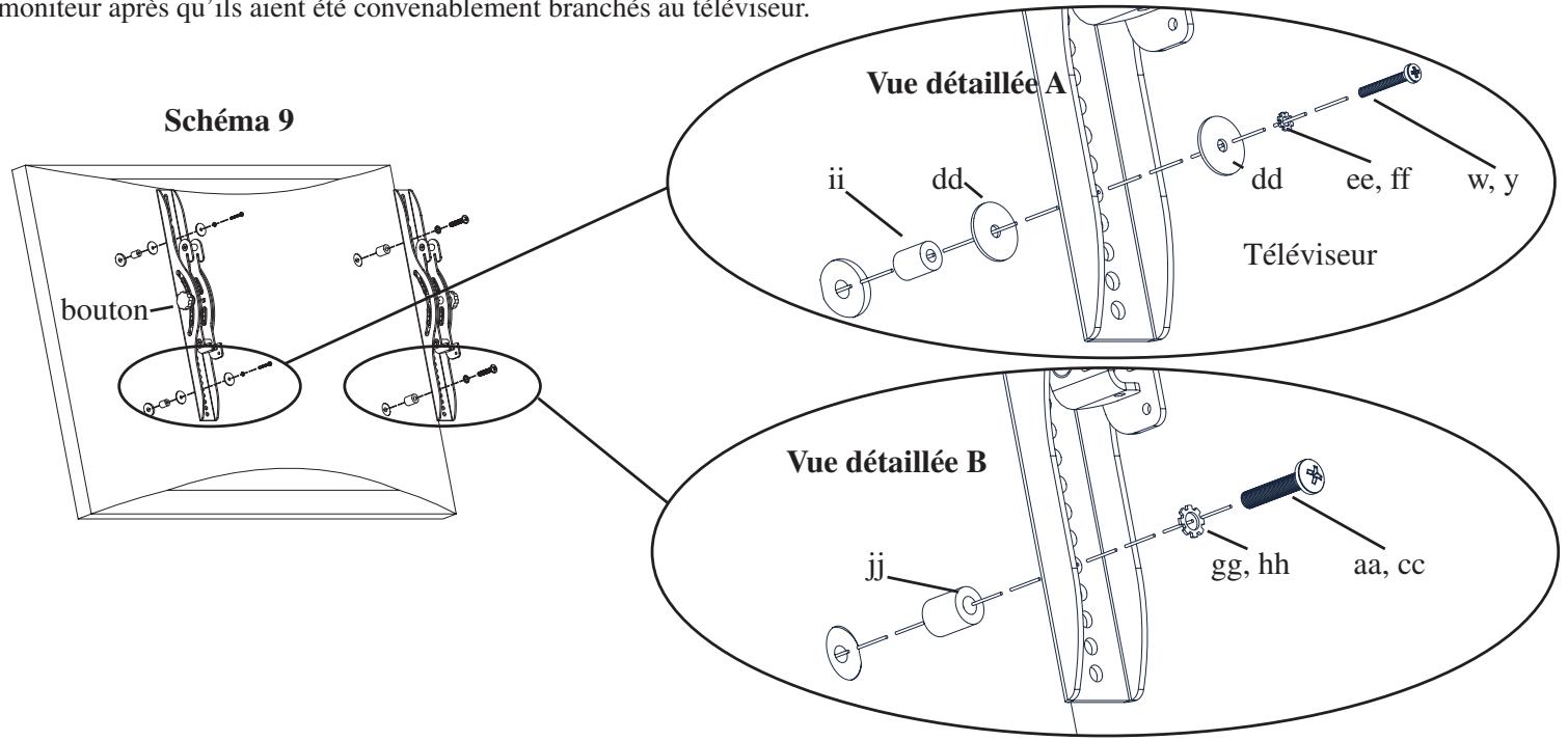 SANUS PLATINUM FURNITURE FLAT PANEL TV STAND-PFFP - Étape 9 : fixation des supports du moniteur sur un téléviseur à panneau arrêté courbé - 1