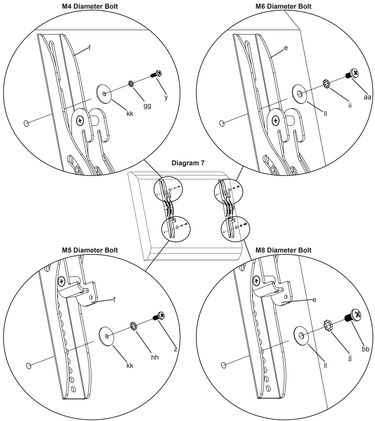 SANUS PLATINUM FURNITURE FLAT PANEL TV STAND-PFFP2 - Step 7: Mounting Monitor Brackets to a television with a flat back - 1