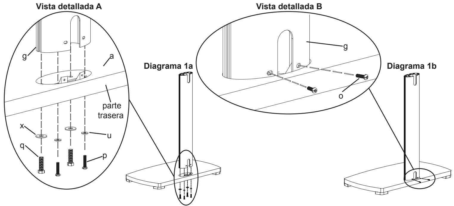 SANUS PLATINUM FURNITURE FLAT PANEL TV STAND-PFFP2 - Paso 1: Fijación del pilar a la base - 1