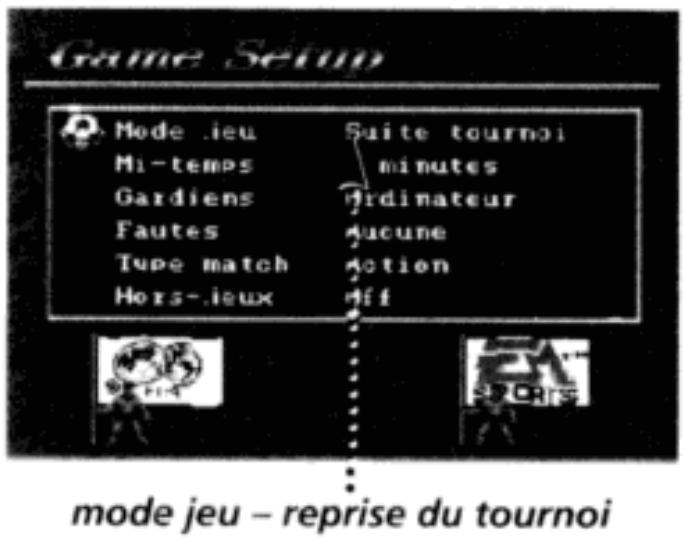 SEGA FIFA International Soccer - Reprise du tournoi/des éliminatoires/de la LIGUE - 1