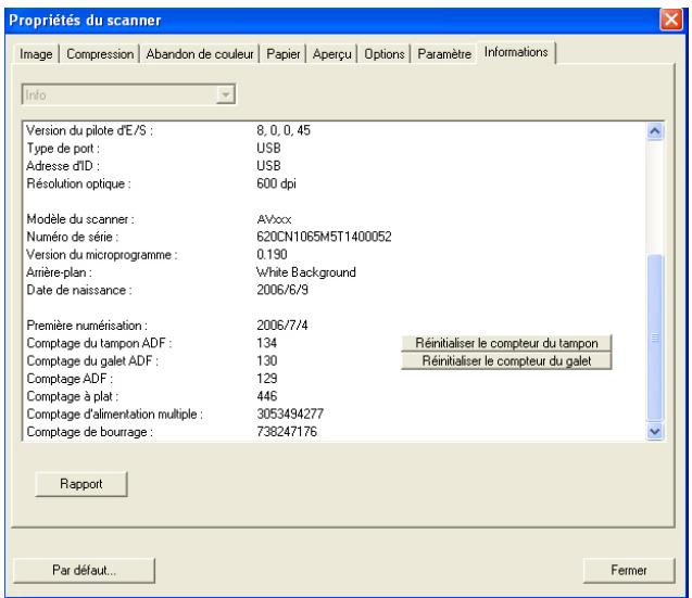 AVISION A20C2 - L'onglet Informations - 1