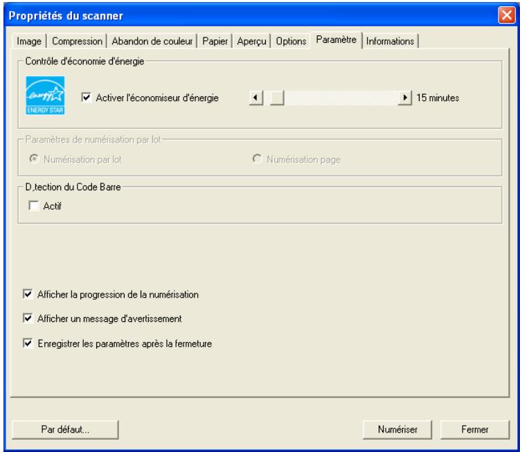 AVISION A20C2 - L'onglet Paramètre - 1