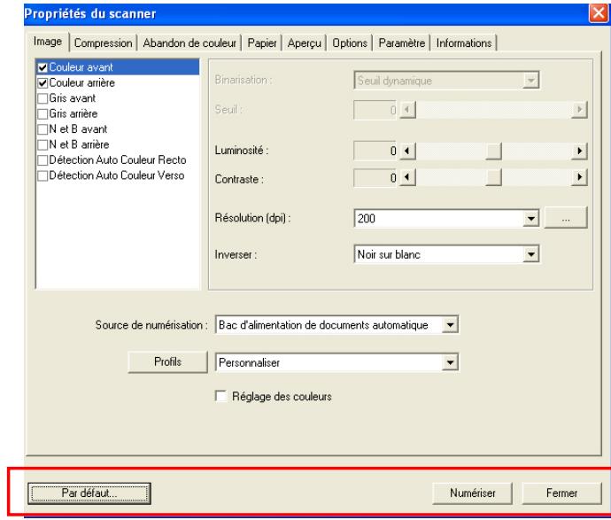 AVISION A20C2 - Boutons de la boîte de dialogue Propriétés du scanner - 1