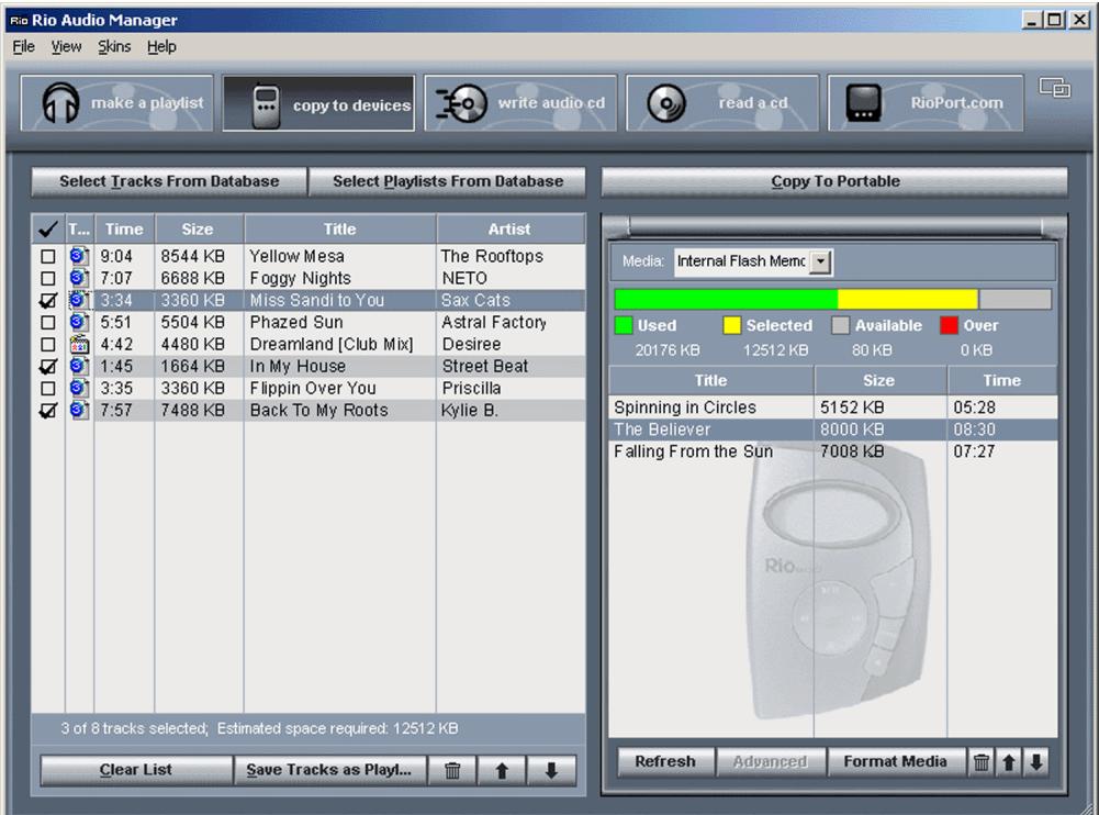 RIO 800 EXTREME - Fonctions de Rio Audio Manager - 1