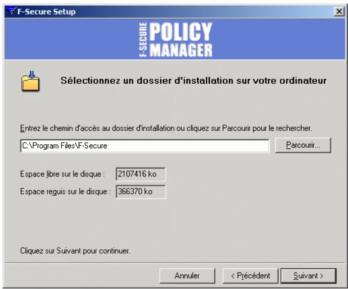 F-SECURE CLIENT SECURITY 7.00 - Etape 6. Choisissez le dossier de destination. - 1