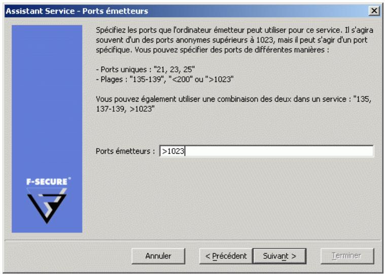 F-SECURE CLIENT SECURITY 7.00 - Etape 3. Ports émetteurs - 1