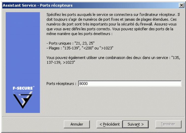 F-SECURE CLIENT SECURITY 7.00 - Étape 4. Ports récepteurs - 1