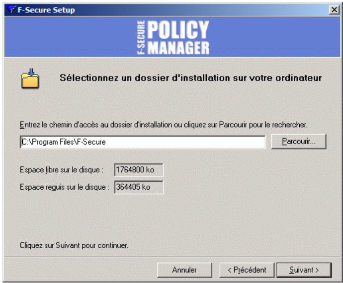 F-SECURE CLIENT SECURITY 8.00 - Etape 5. Choisissez le dossier de destination. - 1