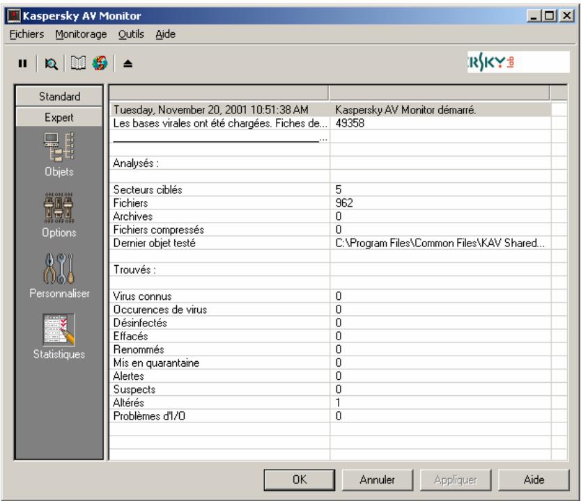 KAPERSKY ANTI-VIRUS 4.5 - Consultation des statistiques - 1